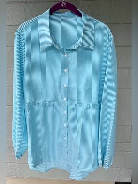 Women’s Casual Striped Lantern Sleeve Blouse NWOT